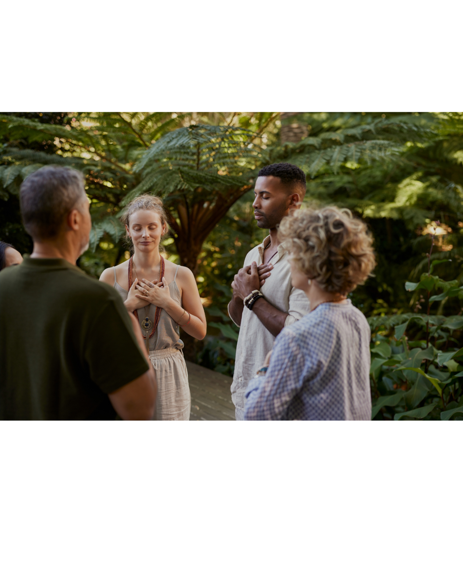 Couples talking together outdoors at the retreat