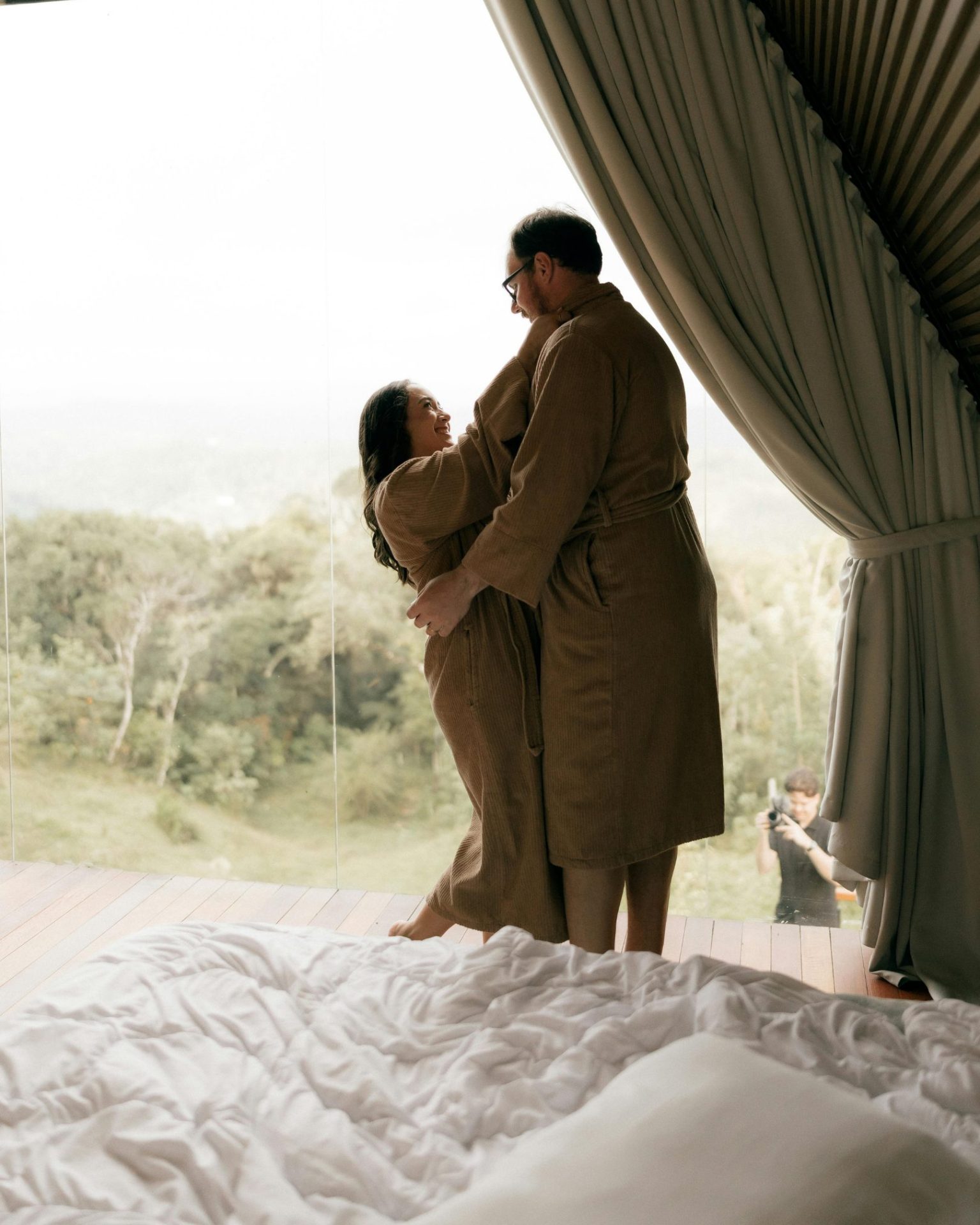 A couple looking out over a landscape